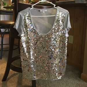 Jennifer Lopez silver sequin t-shirt