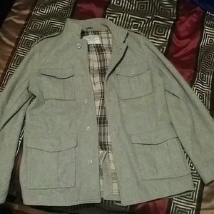 Men's Grey Wool Trench Style Over Coat