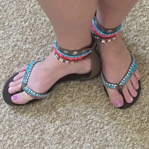 Jeweled Brown Sandals✌🏽️