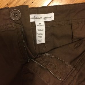 Brown shorts with rolled cuff