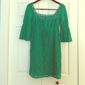Kelly green lace overlay dress