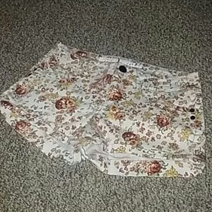 Floral denim shorts