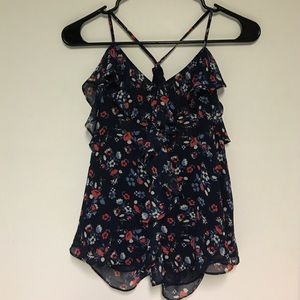 *LOWEST PRICE* Navy Floral Tank w/ Back Design