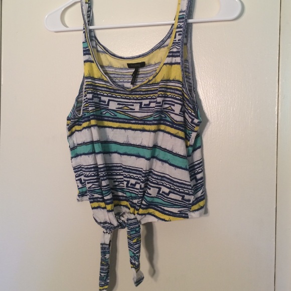 Tribal printed crop tank with tie