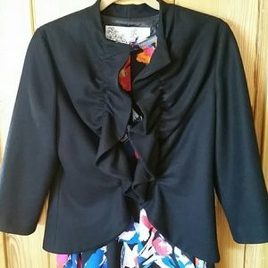 Anthro jacket, black wool-viscose, 3/4 sleeve