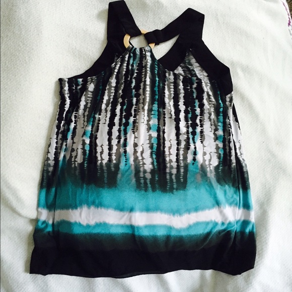 Super cute Teal and Black Tank Blouse - Picture 2 of 2