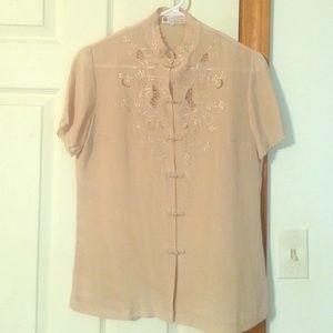 Hand-Embroidered Silk Top