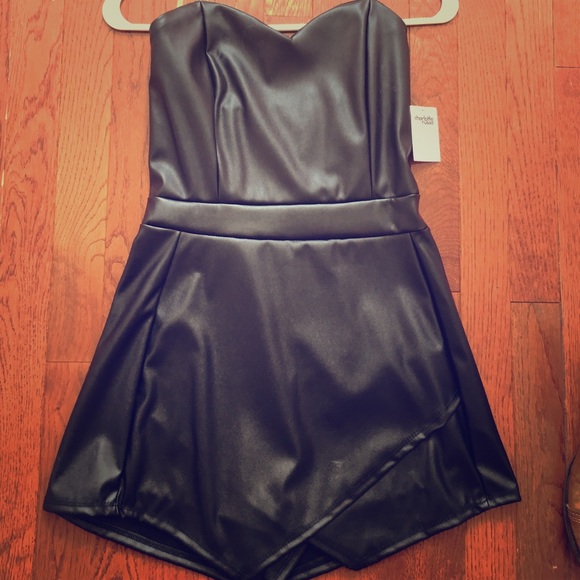 Leather asymmetrical romper