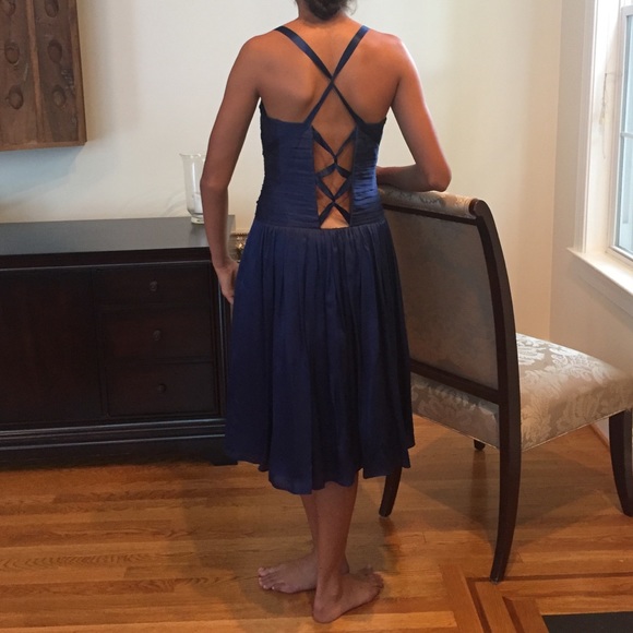 Laundry Ballerina Dress Royal Blue Silk Size 8 - Picture 3 of 4