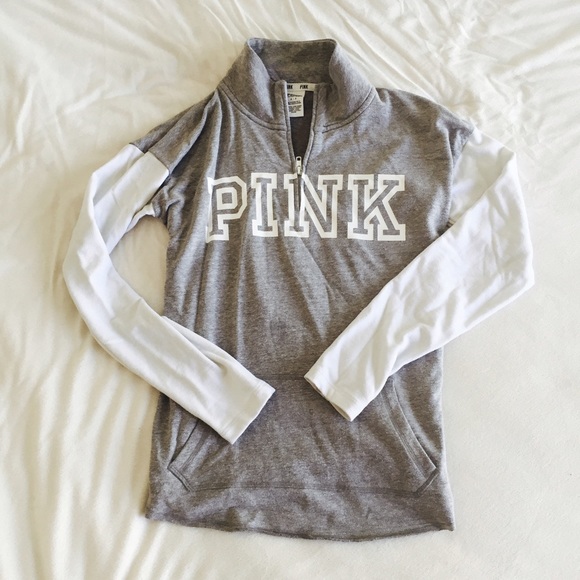 Grey & White VS PINK Half-Zip
