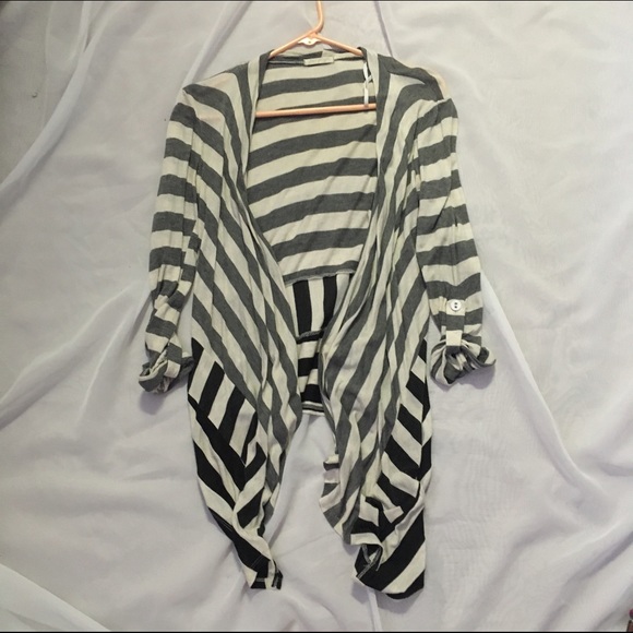 Grey Striped Cardigan