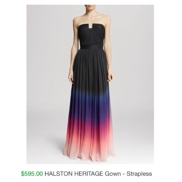 Halston Heritage Strapless Ombré Gown