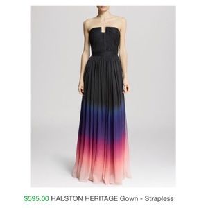 Halston Heritage Strapless Ombré Gown