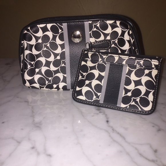Coach cosmetic bag and coach mini coin purse
