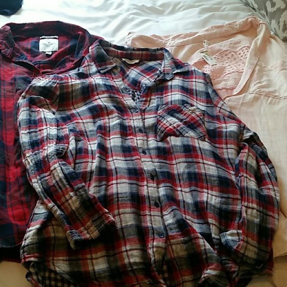 SOLD 3 button up plaid shirts AE aeropostale