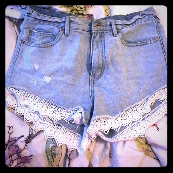 Free People lacey high waisted jean shorts