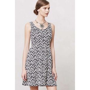 Anthropologie Maeve Blue & White Chevron Dress