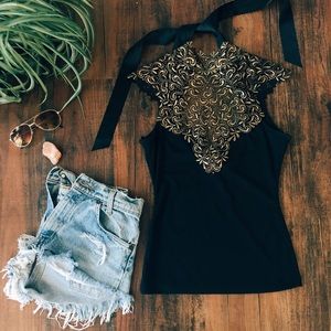 Gold Lace Accented Top