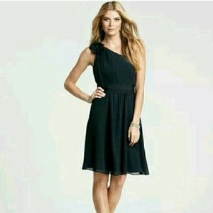 Ann Taylor cocktail dress, one shoulder, navy