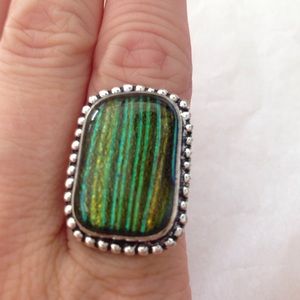 925 Sterling silver dichroic glass ring 💚💙🌟