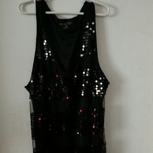 Sleeveless black sequin dress