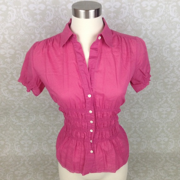 The Limited pink cinched waist button up shirt S - Picture 1 of 4