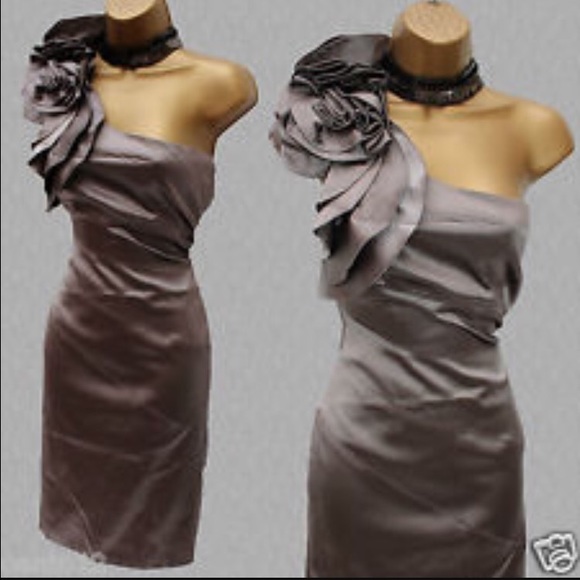 Silver one shoulder cocktail dress