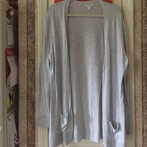 Grey cardigan with sequin elbow pads