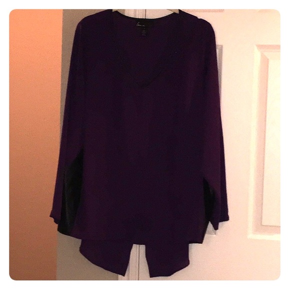 Lane Bryant purple top with black leather trim