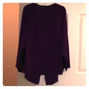 Lane Bryant purple top with black leather trim