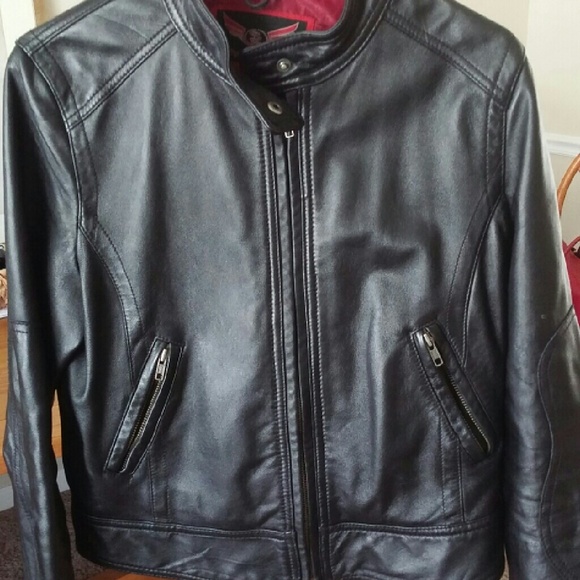 Motorcycle style genuine leather jacket size large
