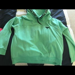 Pink teal high/low cowl neck hoodie