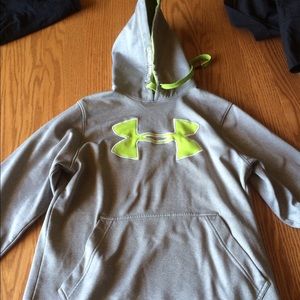 Light gray and green Under Armour sweatshirt