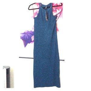 Strappy midi dress in Blue/Teal color