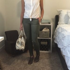Express green skinny jeans