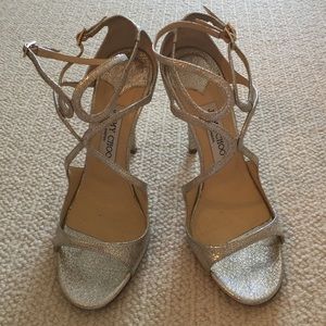 Jimmy Choo silver metallic  "Lance" evening sandal