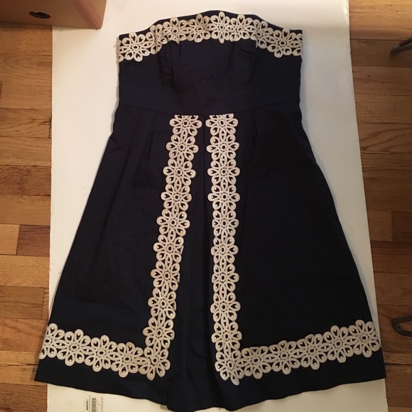 Lilly Pulitzer strapless navy dress