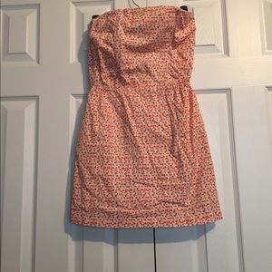 Strapless white with red flowers mini dress..