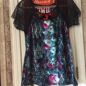 Lace cutout watercolor shirt