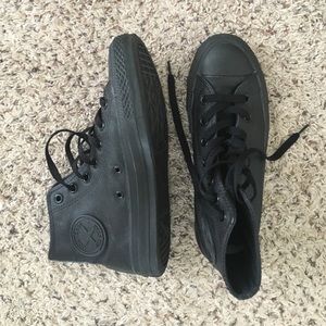 Black Leather Hi-Top Converse