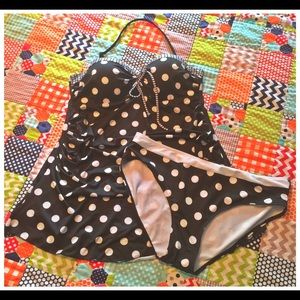 Black and White Polka Dot Bathing Suit Set