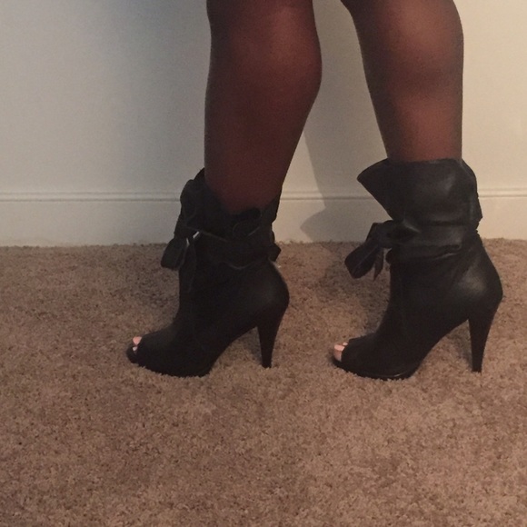 Aldo Black tie up booties