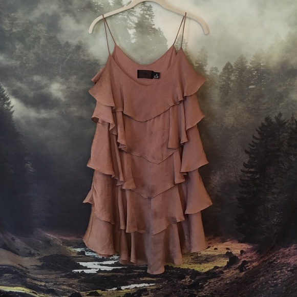Mauve teared ruffle evening dress