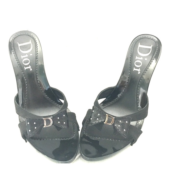 Dior Black Logo Open Toe Heel