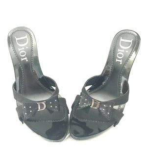 Dior Black Logo Open Toe Heel