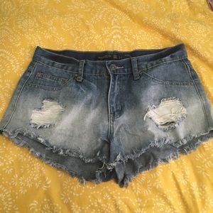 High waisted jean shorts