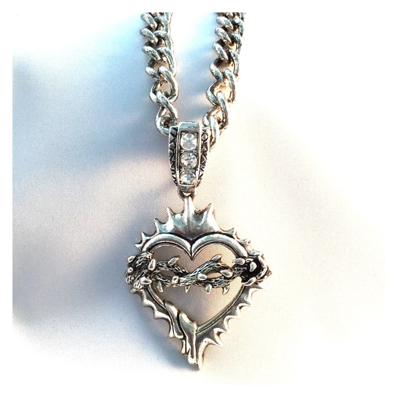 Heart in Thorns Necklace with Crystals - Picture 1 of 4