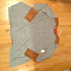 AKIRA Long Sleeve Suede Trim long sleeve