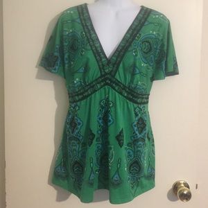 Beautiful Green V-neck Top