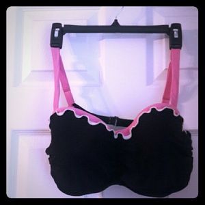 38D Black & Pink Full Coverage Bikini Top